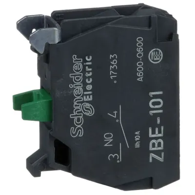 Bloc de contacte simplu pentru cap, diametru 22 de borna cu clema cu surub 1NO Schneider ZBE101