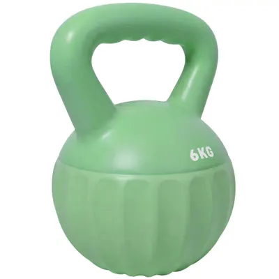 SPORTNOW Kettlebell 6 kg, umplută cu nisip, pentru începători – antrenament de forță acasă, 17 x 17 x 23 cm, Verde | Aosom Romania