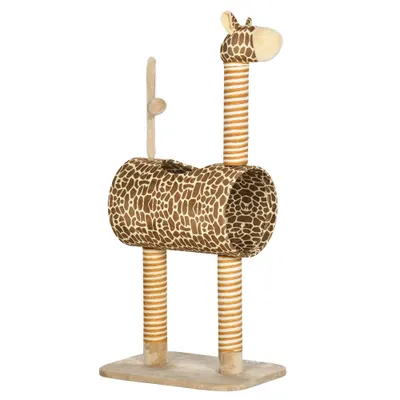 PawHut Copac pentru zgâriat 101 cm, turn pentru pisici în design de girafă, cu peșteră, minge de joacă, stâlpi din iută pentru pisici medii până la 5 kg | Aosom Romania