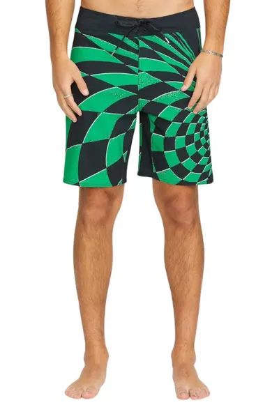 Pantaloni scurti de baie cu snur de ajustare in talie si model colorblock
