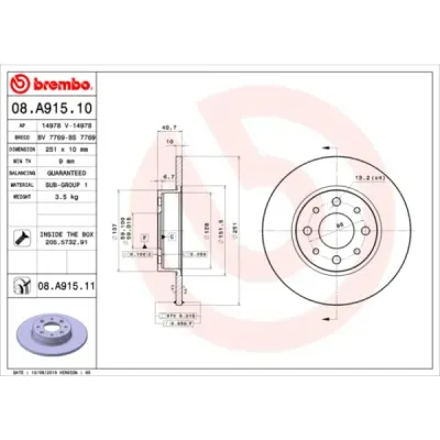 Disc frana BREMBO 08.A915.11