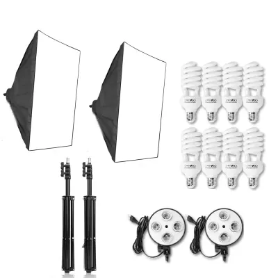 Kit lumini E27 135W x 8 cu softbox 60 x 80 cm si stativ - Default Title
