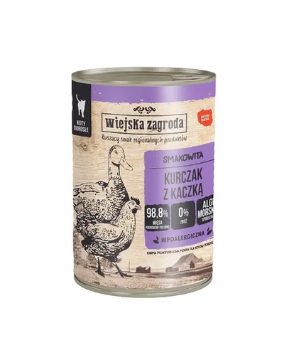 WIEJSKA ZAGRODA Conserva pui cu rata, pentru pisici 12x400 g