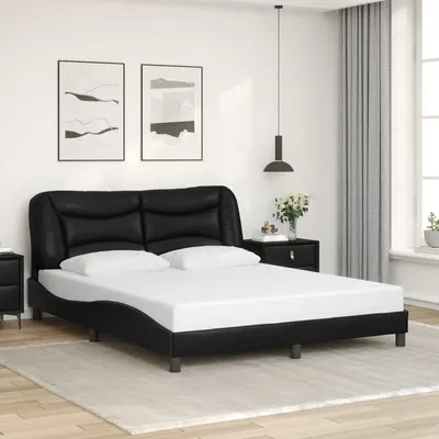 vidaXL Cadru de pat fără saltea, Hvar, negru, 160x200 cm, piele ecologică