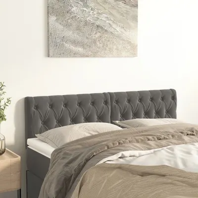 vidaXL Tăblii de pat, gri închis, 144x7x78/88 cm, catifea
