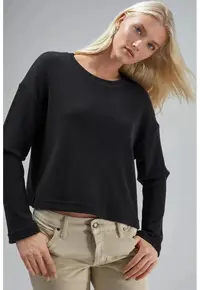 Pulover dama - guler rotund - negru - jerseu -