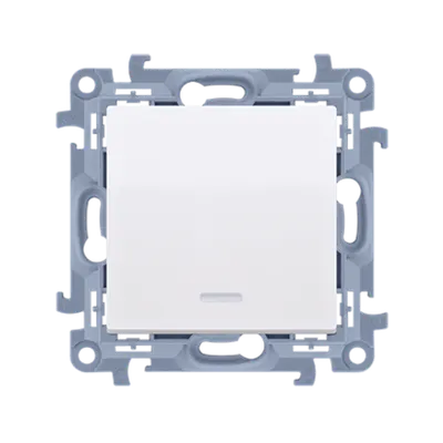 Pulsant, un modul, led inclus, 10 A, 250V~, alb, borne cu surub