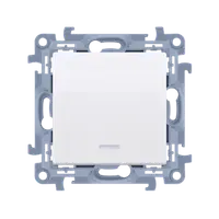 Pulsant, un modul, led inclus, 10 A, 250V~, alb, borne cu surub