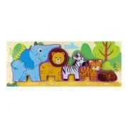 Jucarie bebelusi din lemn - puzzle safari, multicolor