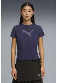 Tricou slim fit cu imprimeu monograma - Bleumarin
