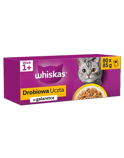 WHISKAS Adult plic 80x85 g Deliciu pasăre pentru pisici în jeleu, bucăți cu pui, rață, pasăre și curcan