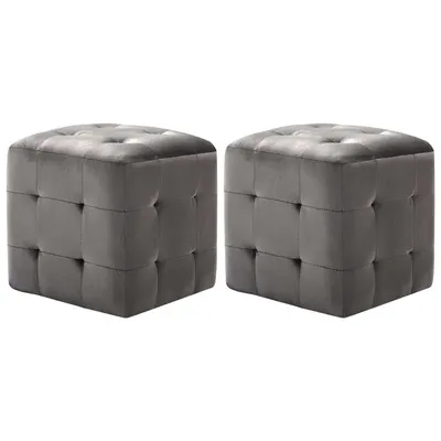 vidaXL Taburet, 2 buc., gri, 30 x 30 x 30 cm, țesătură din catifea