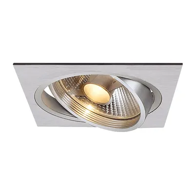 Spot incastrat, NEW TRIA 150 Ceiling lights GU10, aluminium single-headed, QPAR111, square, brushed aluminium, max. 75W, incl. leaf springs