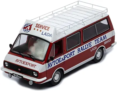 Model de colecție IXO Curse: Mașini - RAF 2203, Assistance with roof rack and wheels (1984)