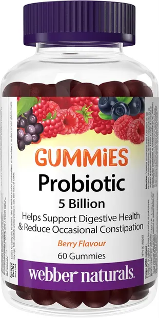 Probiotic Gummies 5 Billion, 60 tablete de jeleu, Webber Naturals