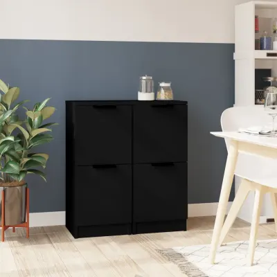 vidaXL Dulapuri, 2 buc., negru, 30x30x70 cm, lemn prelucrat
