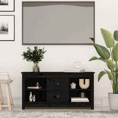 vidaXL Comodă TV, negru, 103x36,5x52 cm, lemn masiv de pin