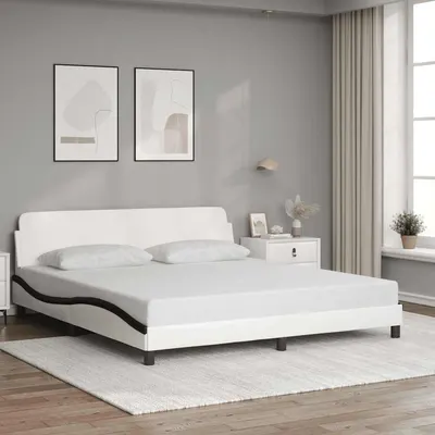 vidaXL Cadru de pat Dover alb și negru 180x200cm piele artificială
