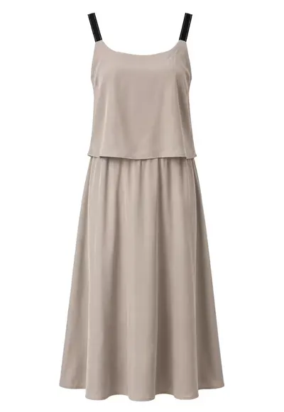 Rochie Maxi Femei - A-line - volanase - piatra naturala - modal-poliester