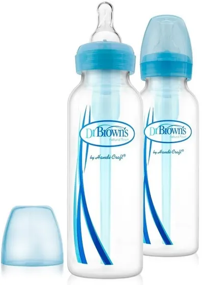 Biberoane Dr. Brown's Narrow-Neck Options - Albastru, 2 buc, 250 ml