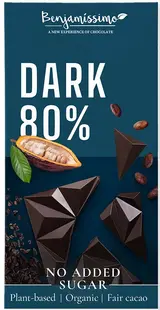 Ciocolată naturală vegană, 80%, 60 g, Benjamissimo