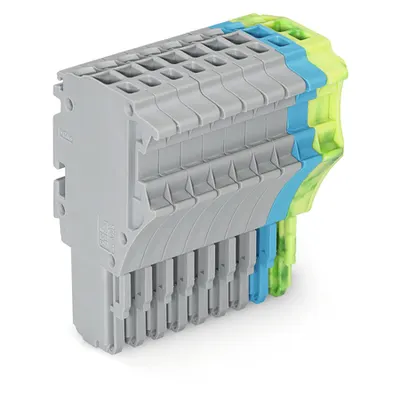 1-conductor female plug; 1.5 mm²; 9-pole; 1,50 mm²; gray, blue, green-yellow