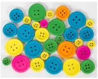 Nasturi din lemn Fandy - colorate, 30 buc, mix