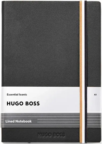 Caiet Hugo Boss Iconic - A5, cu linii, negru