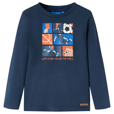 Tricou de copii cu mâneci lungi, bleumarin melanj, 116