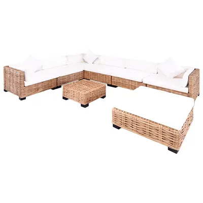 vidaXL Set mobilier cu canapea 27 piese, culoare naturală, ratan