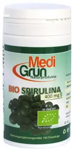Spirulină organică, 400 mg, 150 tablete, Medi Gruen