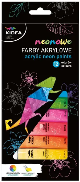 Vopsele acrilice Kidea - Neon, 12 culori