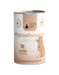 PAKA ZWIERZAKA PEPE Vet Hypoallergenic Horse 400 g hrană umedă pentru câini, destinată susținerii în cazul intoleranțelor alimentare