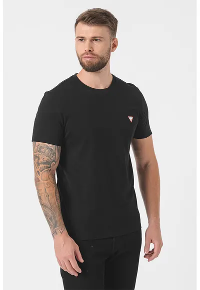 Tricou slim fit de bumbac - Negru