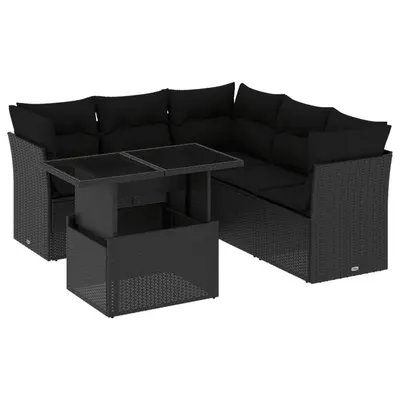 Gossi set mobilier de gradina cu perne, 6 piese, negru, poliratan