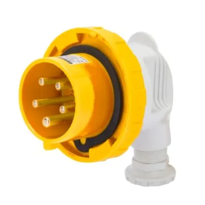 Stecher fisa industriala 90° - IP67 - 2P+E 16A 100-130V 50/60HZ - YELLOW - 4H - Strangere cu surub