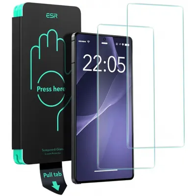 Folie de protectie Ecran ESR pentru Samsung Galaxy S25 Ultra S938, Sticla Securizata, Full Glue, Set 2 bucati