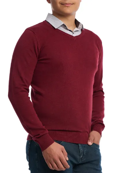 Pulover barbati anchior, Prestige, big size, Burgundy (Marime pulover: 2XL)