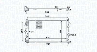 Radiator racire motor potrivit CHEVROLET MALIBU; OPEL INSIGNIA A, INSIGNIA A COUNTRY 1.6D 2.0D