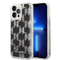 Husa MagSafe pentru Apple iPhone 14 Pro Max, Karl Lagerfeld, Monogram Liquid Glitter, Neagra
