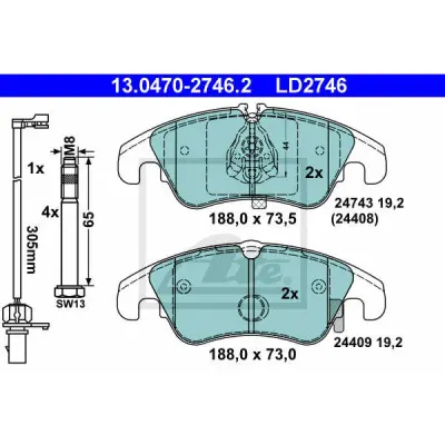 Set placute frana, frana disc ATE 13.0470-2746.2