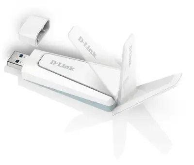 Placa de retea D-Link AX18U, Wi-Fi 6, USB 3.0, port, 1800 Mbps, 1 x antena externa (Alb)