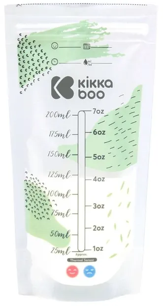 Pungi de depozitare a laptelui matern cu termosenzor KikkaBoo - Lactty, 25 x 200 ml