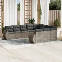 Gossi set mobilier de gradina cu perne, 10 piese, gri, poliratan
