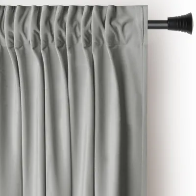 Draperie gri dimout (semi-opacă) din catifea 140x245 cm Pleat – Restilo
