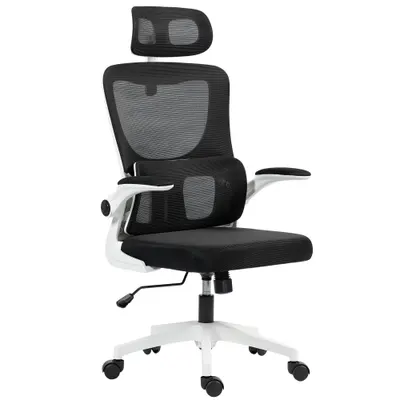 Vinsetto Scaun de Birou Ergonomic cu Tetieră Detașabilă Negru | Aosom Romania