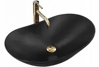 Lavoar pe blat oval, negru mat 60 cm, Rea Royal