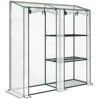 Outsunny Mini Seră cu 3 Rafturi, 2 Uși Rulabile, Seră pentru Grădină cu Cadru din Oțel și Acoperire din Plastic pentru Plante, Legume, Flori, Fructe, Anti UV, 143x45x151 cm, Transparentă | Aosom Romania
