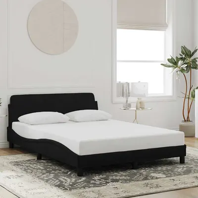 vidaXL Cadru de pat, Dover, negru, 140x190 cm, catifea
