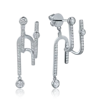 Cercei din aur alb cu diamante microsetting de 0.74ct